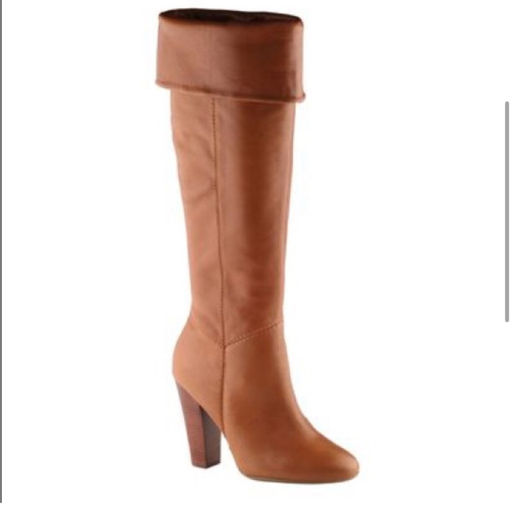 ALDO Tan Leather Knee-High ZIP Boots SIZE 8 Like New